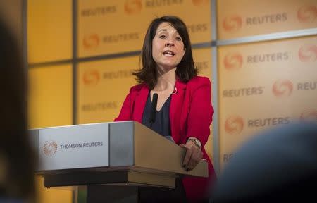 Britain's Labour Party leadership candidate Liz Kendall speaks at a Reuters newsmaker event at Canary Wharf in London, Britain June 30, 2015. REUTERS/Neil Hall