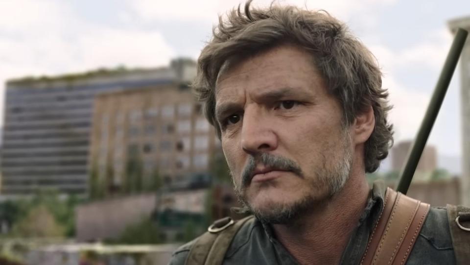 Pedro Pascal's Joel looks stern with a rifle on his back on The Last of Us
