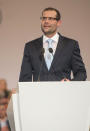 Robert Abela, who will be sworn in as Prime Minister of Malta Monday, addresses a large crowds of supporters inside a volleyball court in Kordin, Malta, Sunday, Jan. 12, 2020. A first-term lawmaker whose father was Malta's president, Abela has been chosen to be the country's prime minister, replacing Joseph Muscat after weeks of protests demanding accountability in the investigation of the car bomb slaying of an anti-corruption journalist who targeted his government. (AP Photo/Rene' Rossignaud)