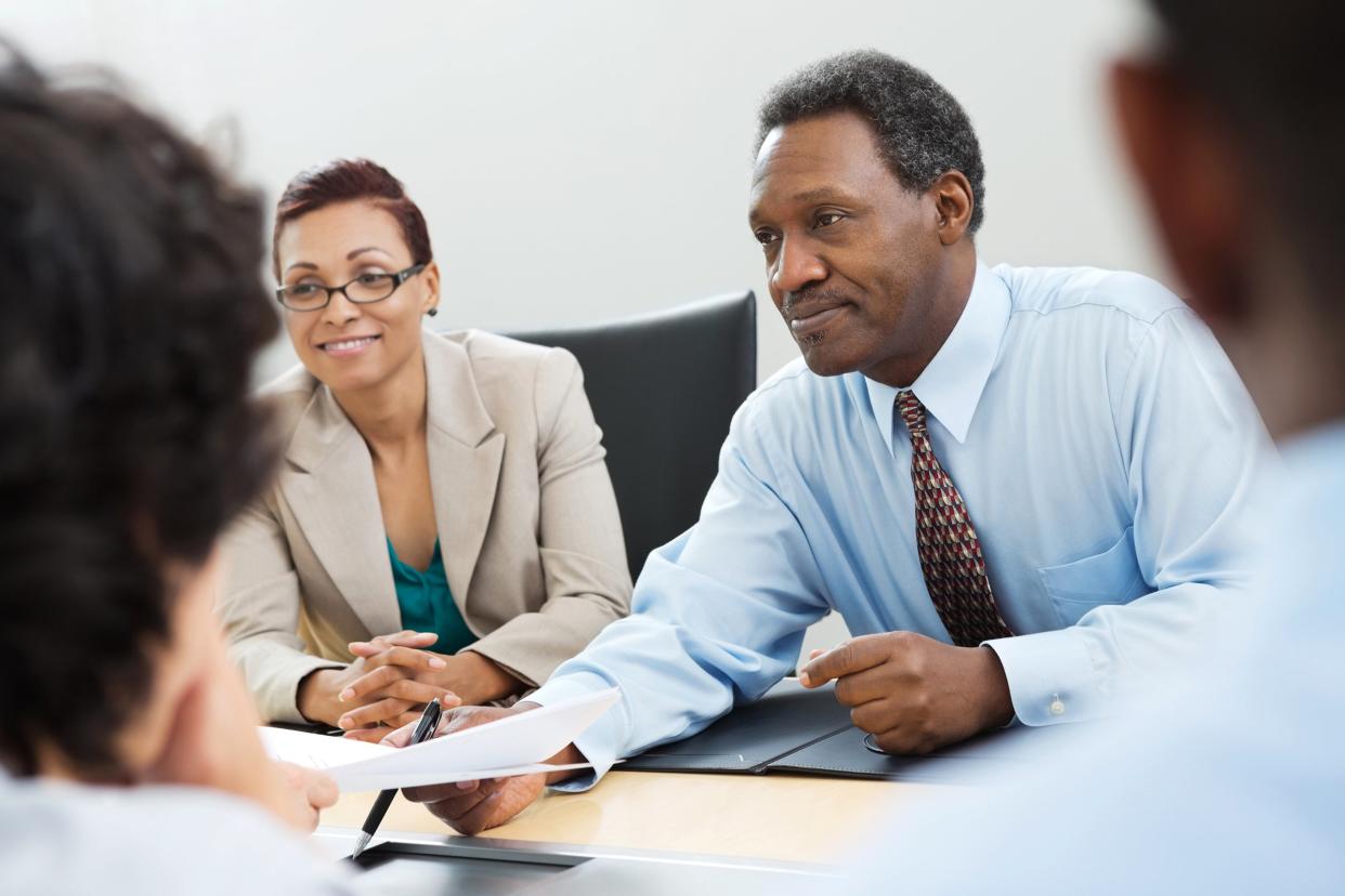 Older man interviewing for a job