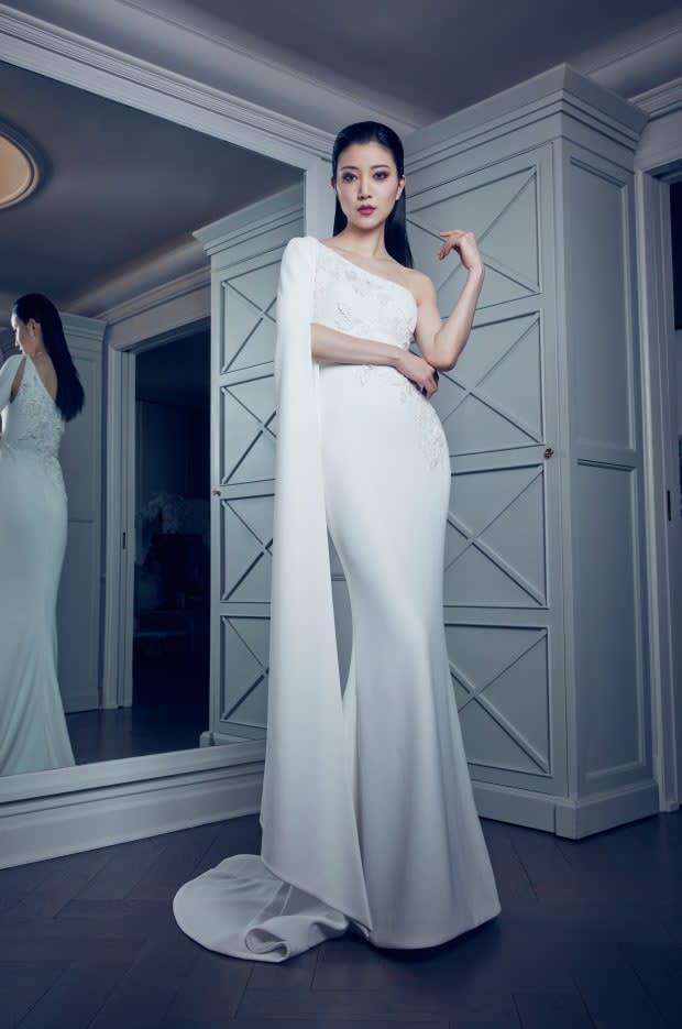 <p>A look from the Romona Keveža Collection Spring 2020 bridal collection. Photo: Seiji Fujimori/Courtesy of Romona Keveža</p>