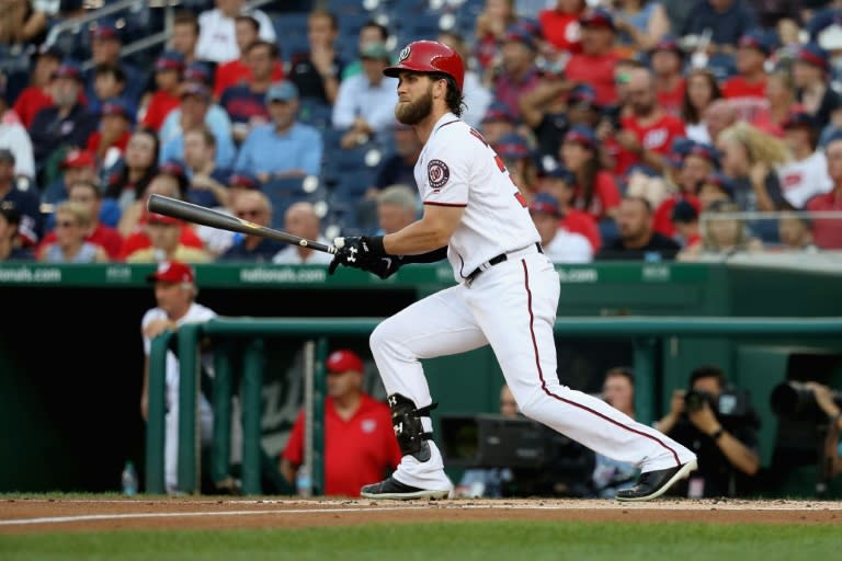 Bryce Harper of the Washington Nationals, pictured on July 26, 2017, said it was "super-special and a lot of fun" to be part of a team with as explosive a victory as the Nats' eight home runs against the Milwaukee Brewers