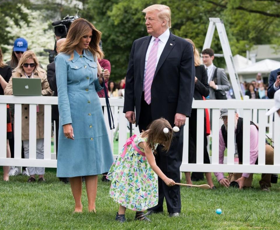 From left: First Lady Melania Trump and President Donald Trump at the 2019 White House Easter Egg Roll