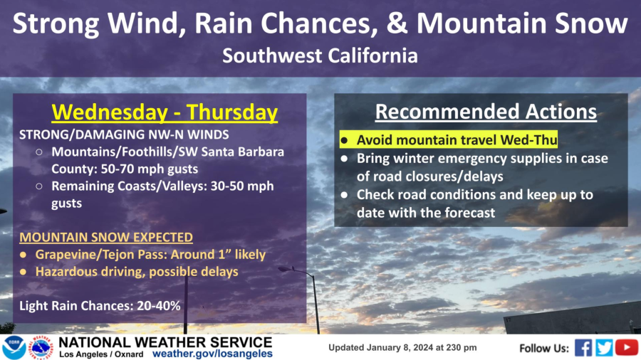 The Southwest California forecast is seen in an image provided by the National Weather Service.