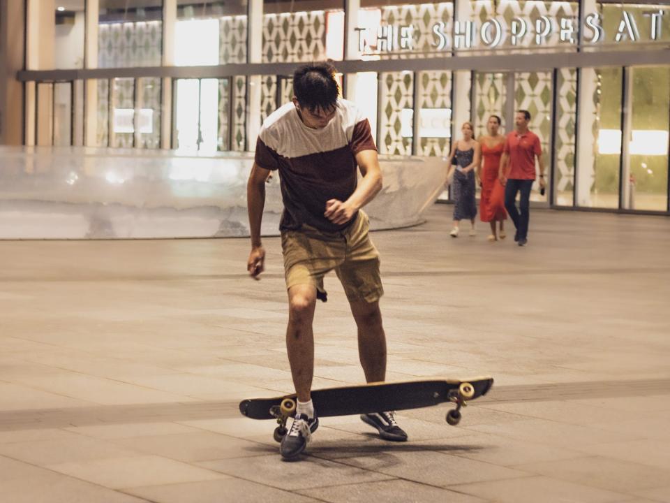 A skateboarder from Chill Vibes Only SG.