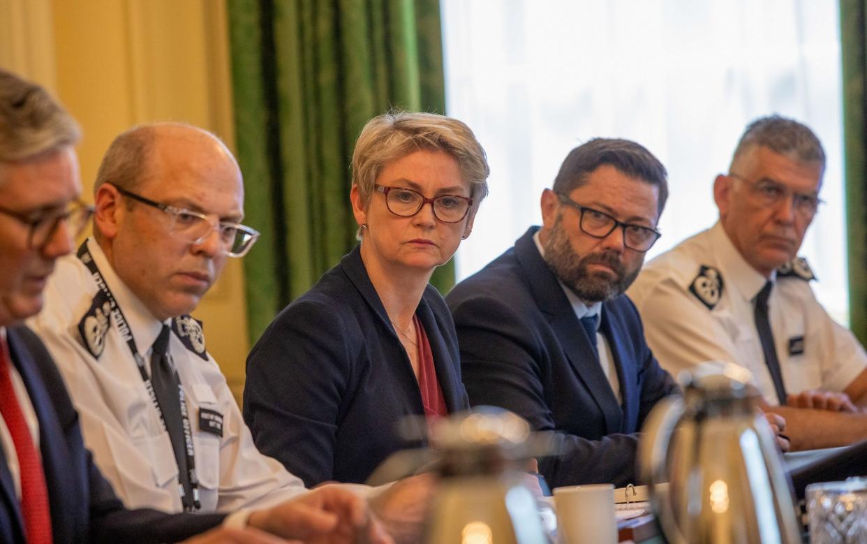 Yvette Cooper and Sir Keir Starmer met senior police leaders as the UK rioting began