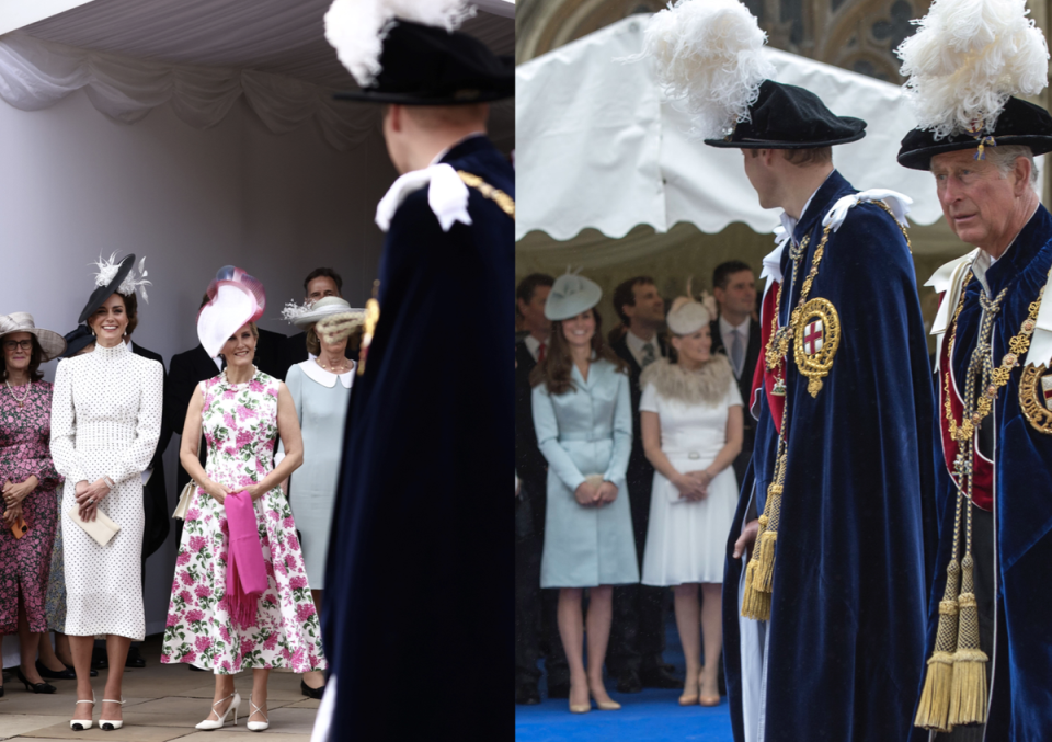 William and Kate at Order of Garter in  2023  and 2014 (Getty Images)
