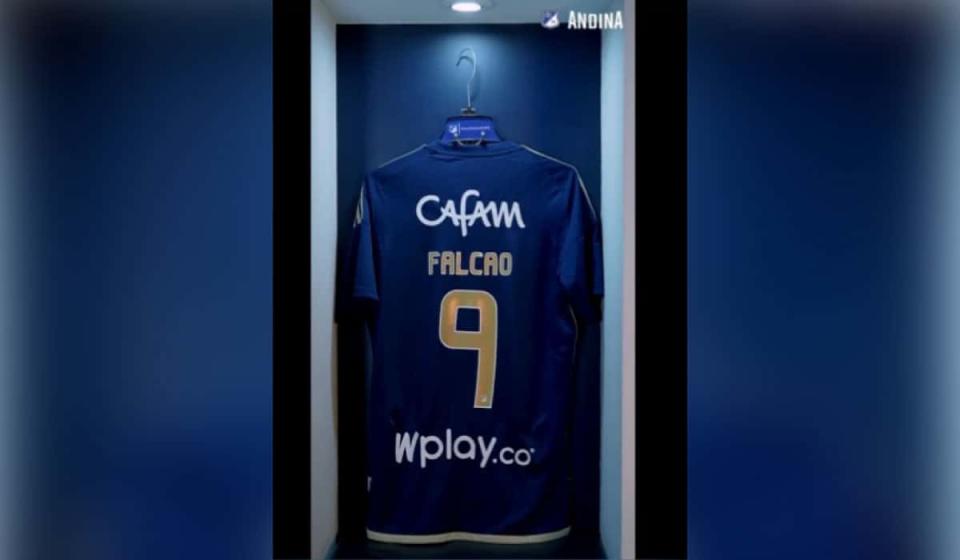 Falcao es jugador oficial de Millonarios, así está su valor de mercado. Imagen tomada de X @MillosFCoficial