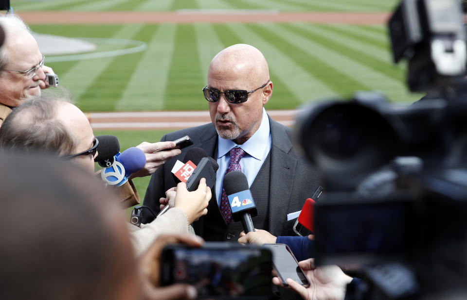 Mike Rizzo fired back at an anonymous NL exec who ripped Bryce Harper. (AP Photo)