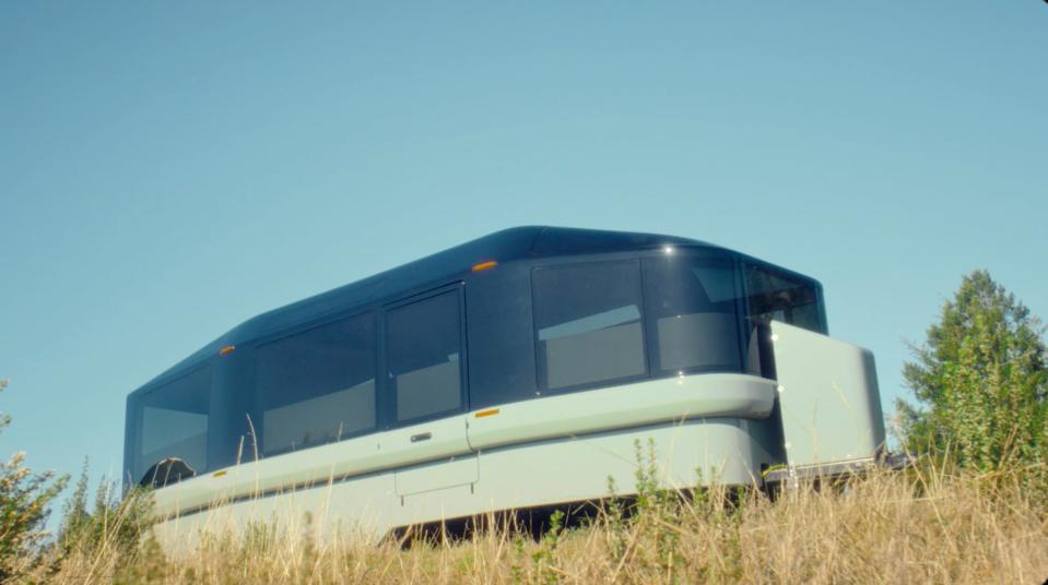 Lightship's electric L1 travel trailer outside.