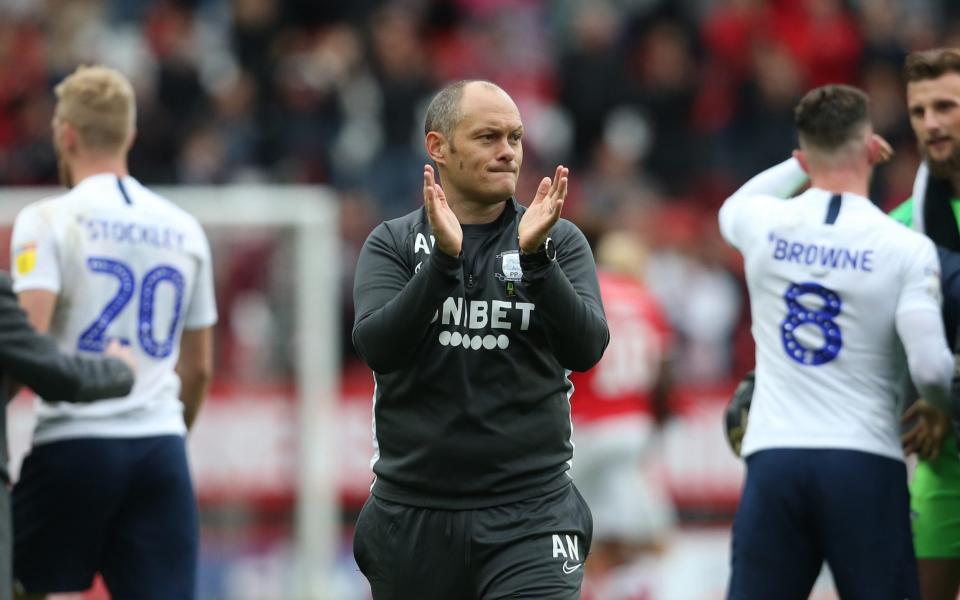 Alex Neil applauds the away fans after his side's 1-0 win at the Valley - CameraSport