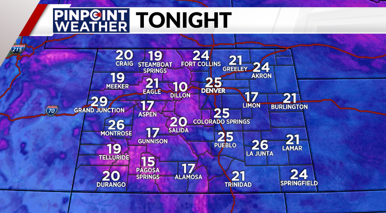 Pinpoint Weather: Overnight temperatures on March 26