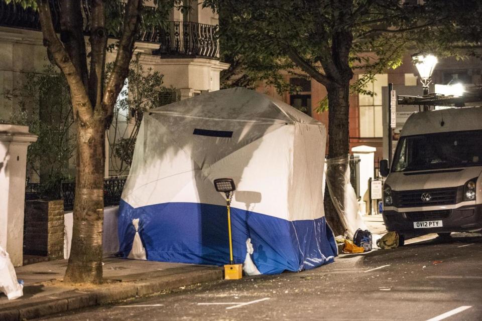 A forensics tent at the scene after the incident (Lucy Young)