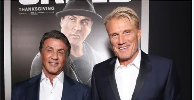 Stallone (left) and Dolph Lundgren in 2015. (Photo: Todd Williamson via Getty Images)