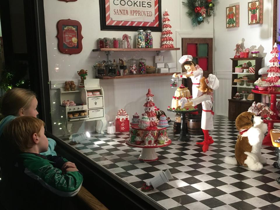 Guests can view traditional holiday store window displays at Deck the Hall at Stan Hywet Hall & Gardens.