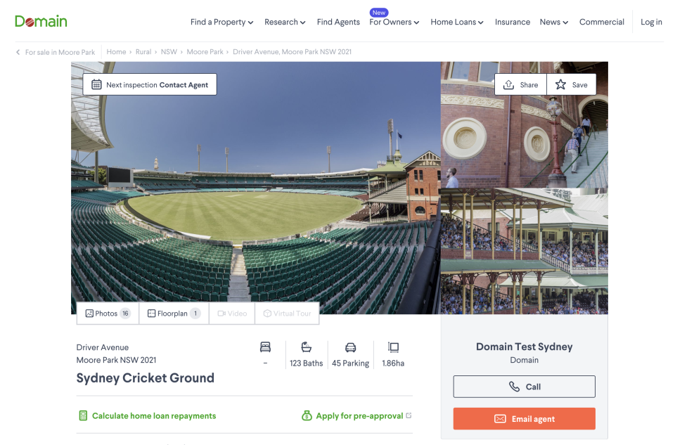 The Sydney Cricket Ground has been listed for sale on Domain. Source: Domain