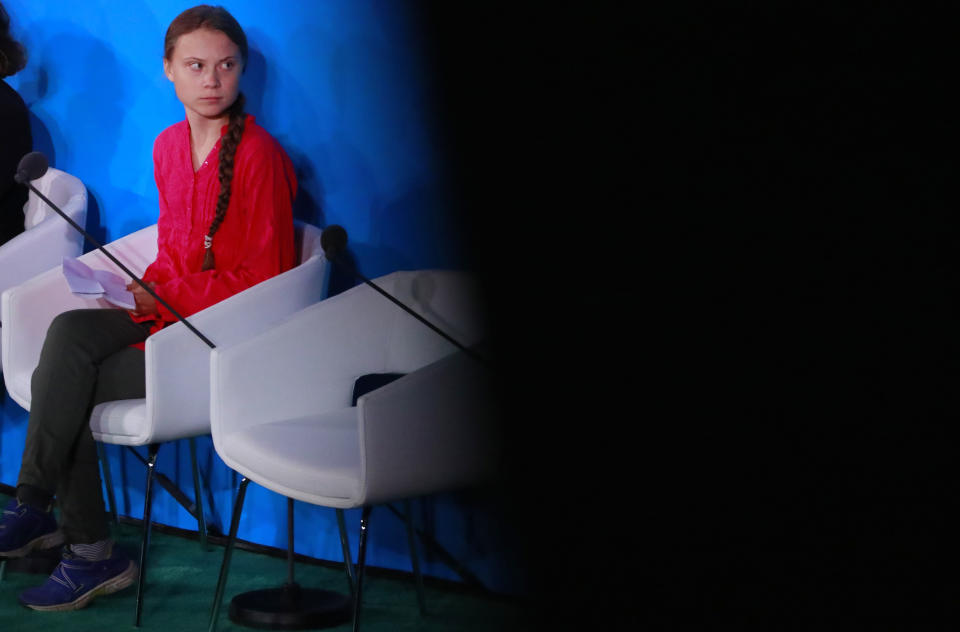 16-year-old Swedish Climate activist Greta Thunberg attends the 2019 United Nations Climate Action Summit at U.N. headquarters in New York City, New York, U.S., September 23, 2019. REUTERS/Yana Paskova