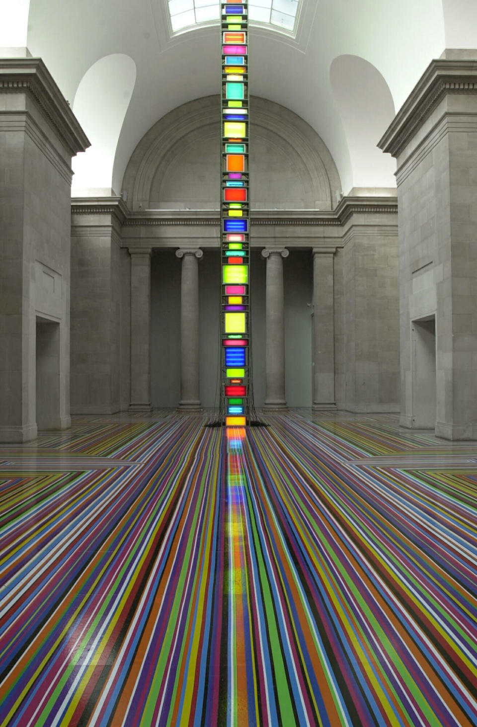 Jim Lambie's Zobop Colored Vinyl Tape Installation at the Tate Britain, 2003