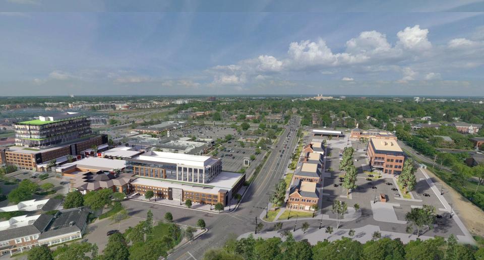 This digital rendering shows the completed mixed-use Worthington Gateway development. Five Guys recently was announced as a tenant that is expected to move in early next year.