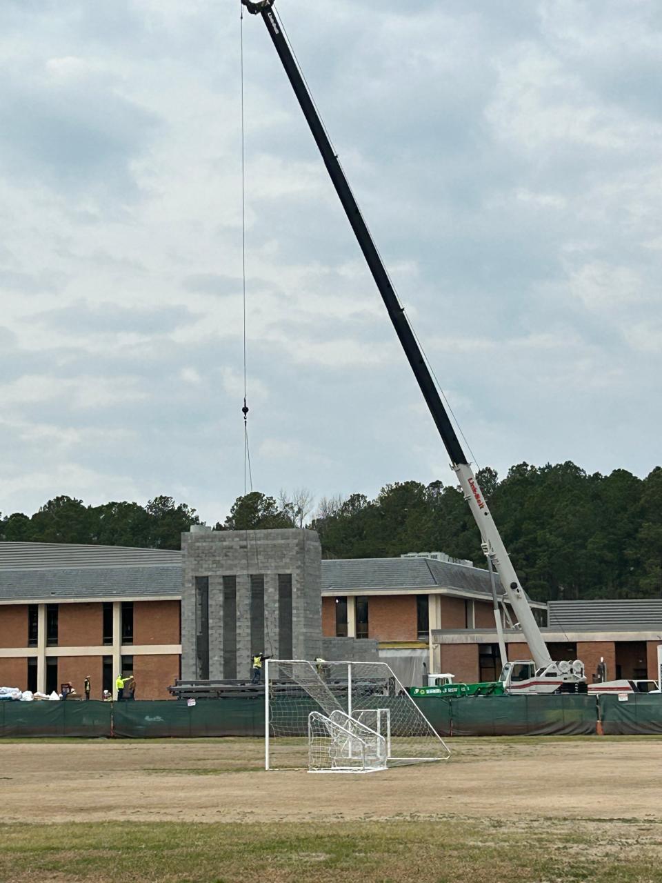 Construction is well under way on the $20.2 million technical and development center that DroneUp LLC of Virginia Beach is putting on the Dinwiddie County side of the Richard Bland College campus.