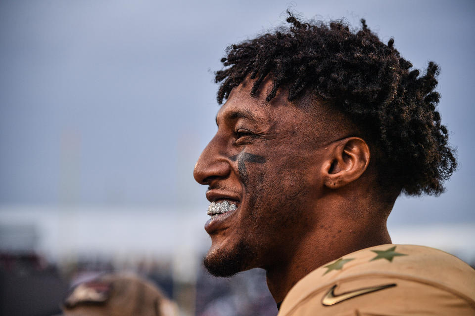 ORLANDO, FLORIDA - JANUARY 26: Michael Thomas #13 of the New Orleans Saints looks on during the 2020 NFL Pro Bowl at Camping World Stadium on January 26, 2020 in Orlando, Florida. (Photo by Mark Brown/Getty Images)