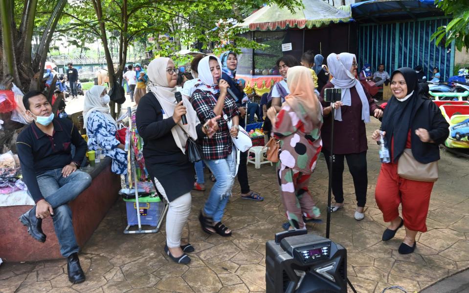 Residents dancing