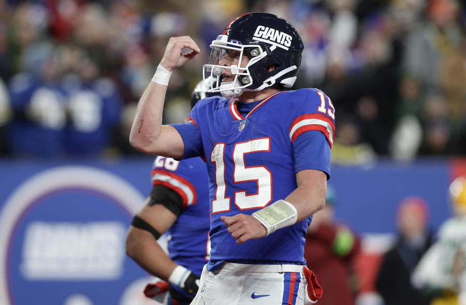 La celebración de Tommy DeVito, quarterback de los New York Giants, se ha hecho popular dentro y fuera de los New York Giants. (Photo by Jim McIsaac/Getty Images)