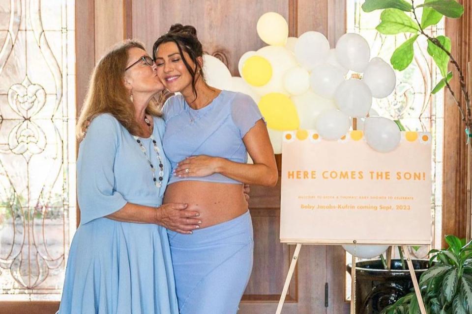 <p>Becca Kufrin/Instagram</p> Becca Kufrin poses with mom, Jill Kufrin at her baby shower.