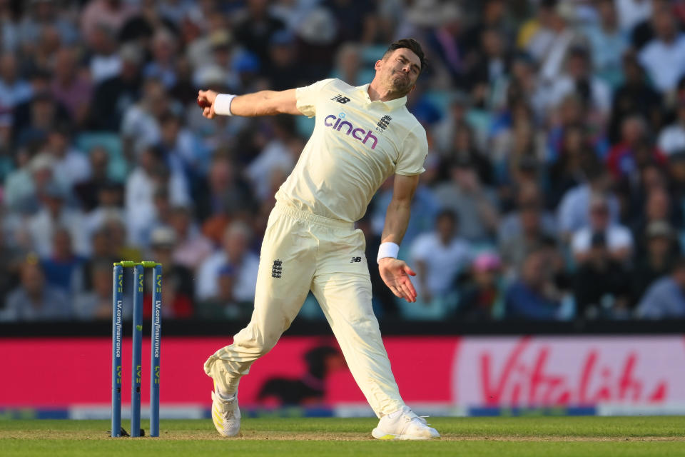 Jimmy Anderson (pictured) bowling in London.