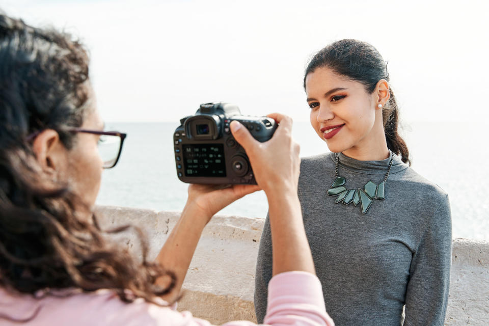 A woman having her photo taken