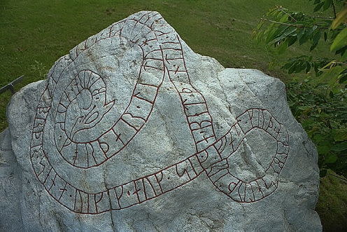 <span class="caption">Late Viking Age Swedish rune-stone commemorating a man called Víkingr</span> <span class="attribution"><a class="link " href="http://kmb.raa.se/cocoon/bild/kont-337a1e470852154d142f6b04055c445b80818835?form_name=searchresult&form_action=fetch&id=16000300019508&offset=2" rel="nofollow noopener" target="_blank" data-ylk="slk:Swedish National Heritage Board, Photo Bengt A. Lundberg;elm:context_link;itc:0;sec:content-canvas">Swedish National Heritage Board, Photo Bengt A. Lundberg</a>, <a class="link " href="http://creativecommons.org/licenses/by/4.0/" rel="nofollow noopener" target="_blank" data-ylk="slk:CC BY;elm:context_link;itc:0;sec:content-canvas">CC BY</a></span>