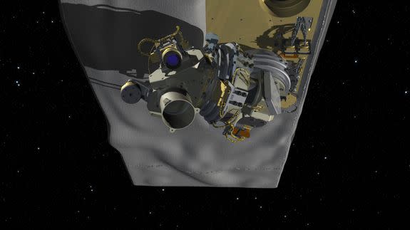 An artist's conception of OCO-3 looking down onto Earth from the space station.