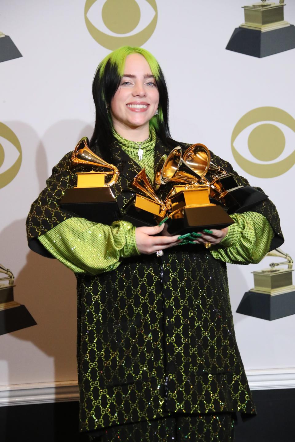 Billie Eilish is the first person to sweep the four major Grammys – album, record and song of the year, plus best new artist – since Christopher Cross in 1981.