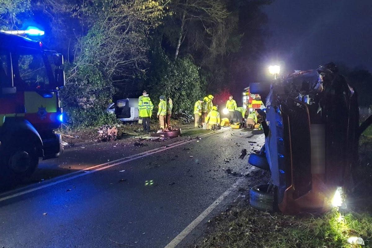 The scene of the crash on the A21 near Robertsbridge <i>(Image: Sussex Police)</i>