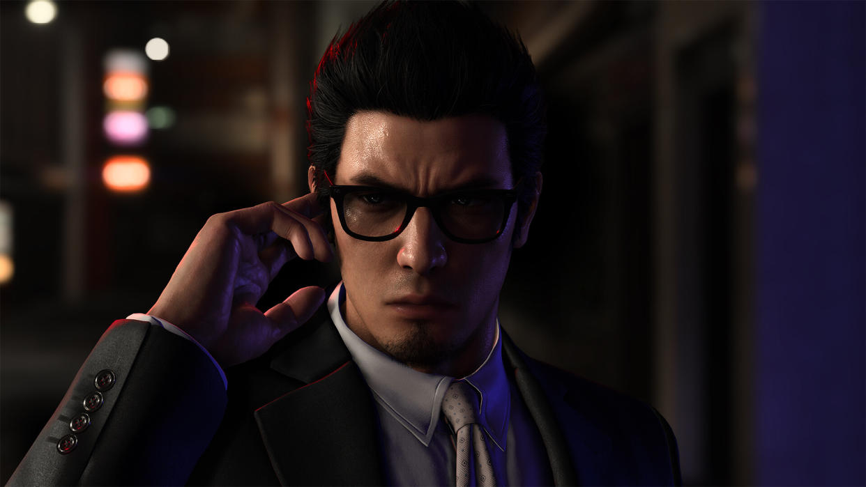  A close up of Kiryu in Like a Dragon: Gaiden. 