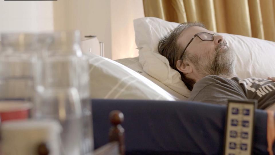 Derek Draper lying in bed at his London home (Flicker Productions)