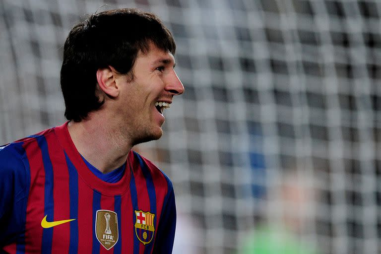 Lionel Messi festeja uno de sus goles durante un partido de UEFA Champions League entre Barcelona y Bayer 04 Leverkusen  el 7 de marzo de 2012; Laporta confirmó que el club intentará repatriar al crack argentino