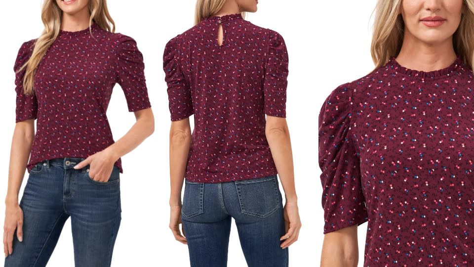 Cece Floral Print Ruffle Knit Top - Nordstrom