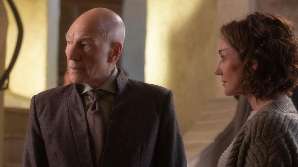 Laris (Orla Brady) has expressed her feelings for Picard (Patrick Stewart) (Photo credit: Paramount+)