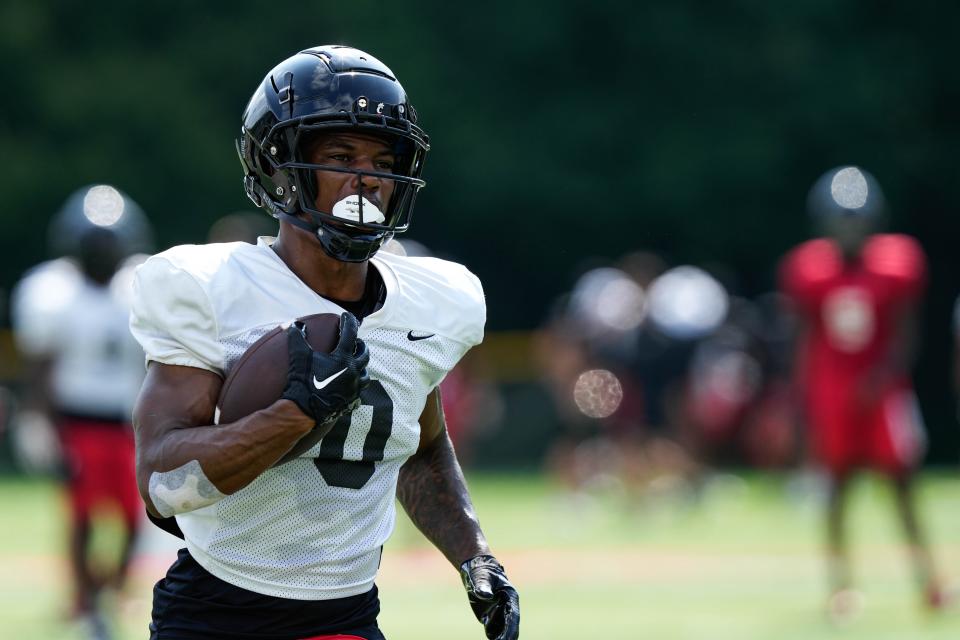 UC's Braden Smith trains at the Bearcats Fall Camp at Higher Ground in Indiana on Friday August 11, 2023.