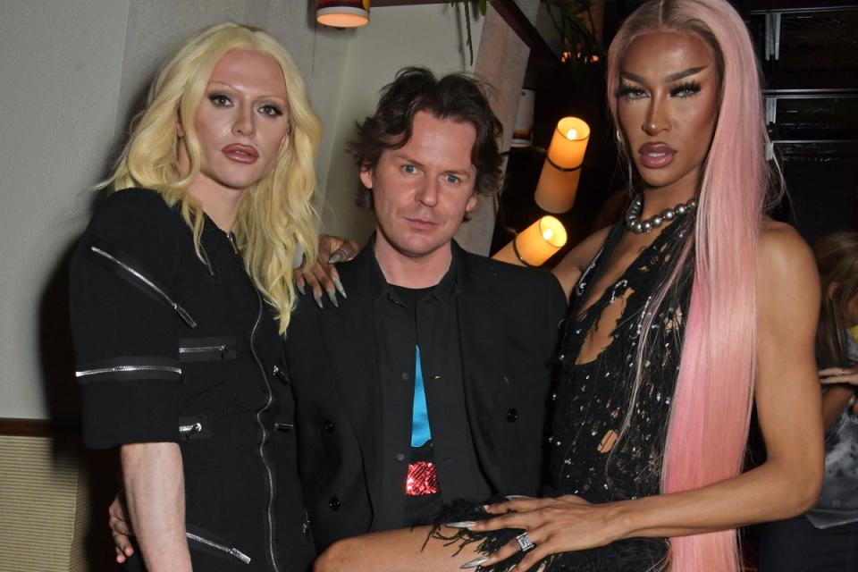 Bimini Bon Boulash, Christopher Kane and Tayce attend the Perfect Magazine LFW party (Dave Benett/Getty Images for Per)