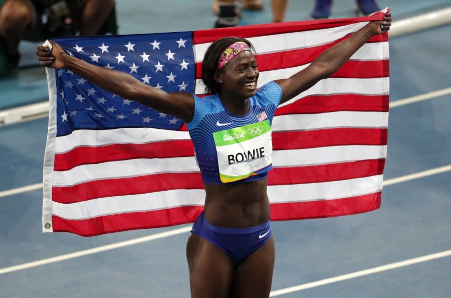 Tori Bowie (USA) reacts after winning the silver medal on Aug. 13, 2016, in the women’s 100m final in the Rio 2016 Summer Olympic Games at Estadio Olimpico Joao Havelange in Rio de Janeiro, Brazil. (Photo by Dan Powers-USA TODAY Sports)
