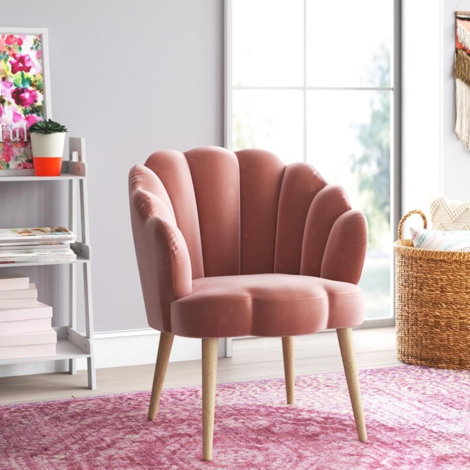 Credit: <a href="https://www.kqzyfj.com/click-100230749-13720150?sid=wayfairbfsalesweldon&url=https%3A%2F%2Fwww.wayfair.com%2Ffurniture%2Fpdp%2Fmistana-teen-lilly-6705cm-wide-velvet-armchair-w003517332.html%3Fpiid%3D1281454009%26cjevent%3Dd4a30293512411ec82490b8d0a82b824%26refID%3DCJ5561837-CJ5561837%26PID%3DCJ100230749%26clickid%3Dd4a30293512411ec82490b8d0a82b824%26cjdata%3DMXxOfDB8WXww" rel="nofollow noopener" target="_blank" data-ylk="slk:Wayfair;elm:context_link;itc:0;sec:content-canvas" class="link ">Wayfair</a>