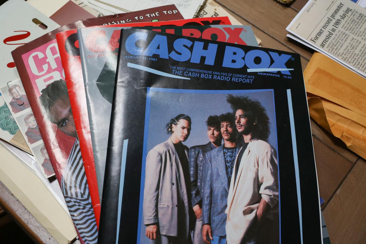 A pile of Cash Box magazines from the 1980s. Kevin Hughes, 23, the chart director for Cash Box magazine, was shot to death on March 9, 1989, after coming out of a recording studio. The murder is known as "Murder on Music Row."