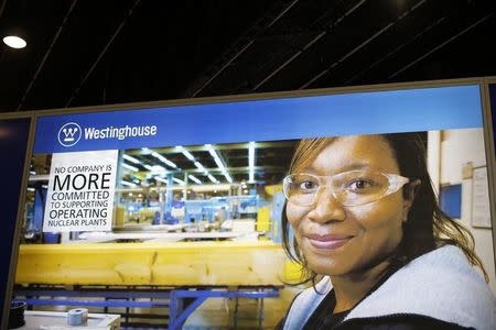 The logo of the American company Westinghouse is pictured at the World Nuclear Exhibition 2014, the trade fair event for the global nuclear energy sector, in Le Bourget, near Paris October 14, 2014. REUTERS/Benoit Tessier