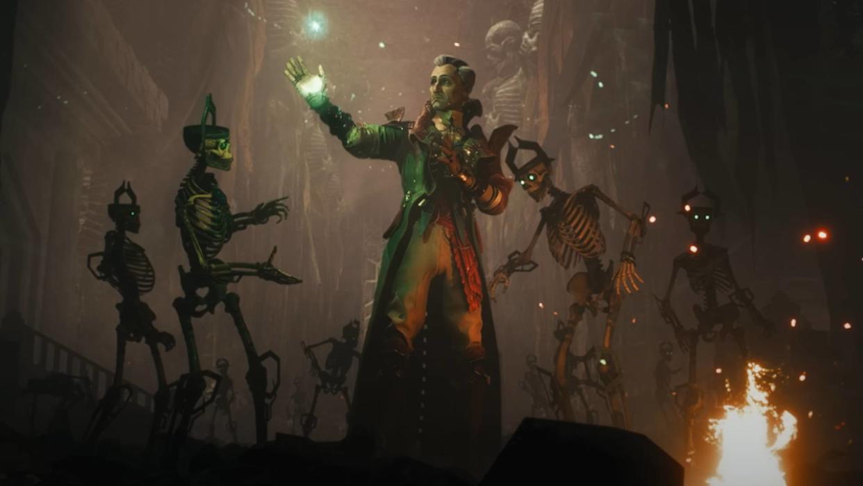  Emmrich commanding skeletons in a screenshot from Dragon Age: The Veilguard's reveal trailer. 