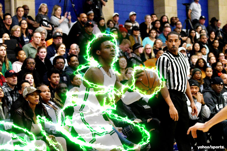 Whenever he steps on the court for Sierra Canyon, all eyes are on Bronny James. (Nicolas Lucero/Yahoo Sports)