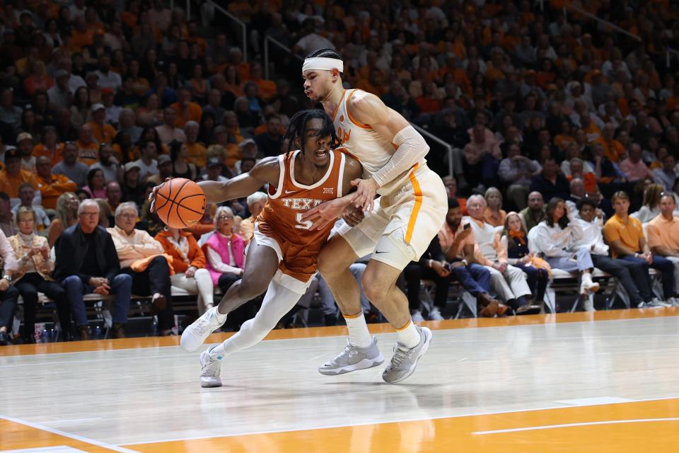 Marcus Carr, the Longhorns' leading scorer this season, was held scoreless in the first half before finishing with 11 points. Texas dropped to 17-4 and will face No. 17 Baylor at home Monday night.
