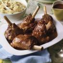 <p>Simple and delicious, these lamb shanks will be worth the wait. <br><br><strong>Recipe:</strong> <a href="https://www.goodhousekeeping.com/uk/food/recipes/braised-lamb-shanks-1" rel="nofollow noopener" target="_blank" data-ylk="slk:Braised lamb shanks;elm:context_link;itc:0" class="link ">Braised lamb shanks</a><br> </p>