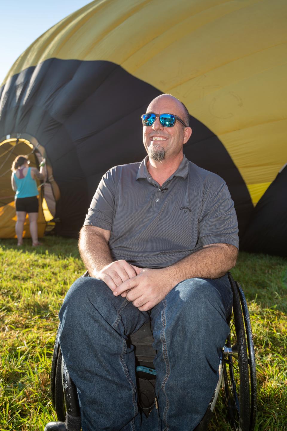 Michael Glen, of Arizona, a paraplegic balloon pilot, at the 40th annual festival of ballooning at Solberg Airport in Readington.